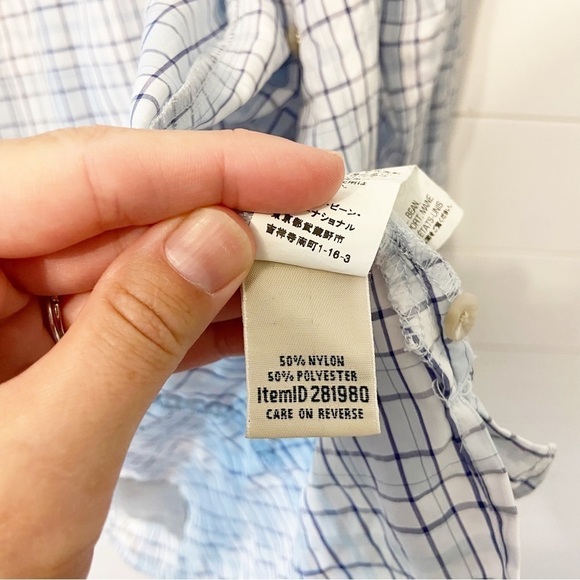 L.L Bean | Nylon Plaid Button Down Top Size Medium - Picture 9 of 13